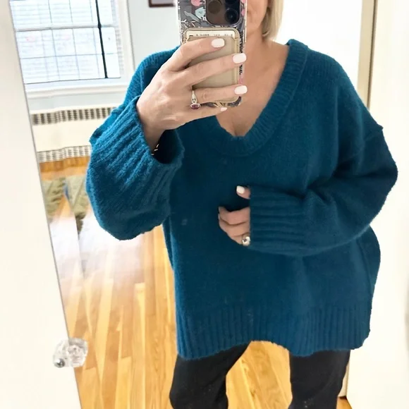 Free People Brookside Sweater Tunic in Blue